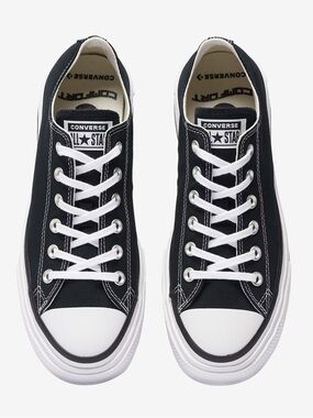 Converse Lift Stack Black Low Top Canvas Sneakers with White Toe Cap